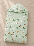 Cradle Soft Cotton open Hooded wrapping- Green