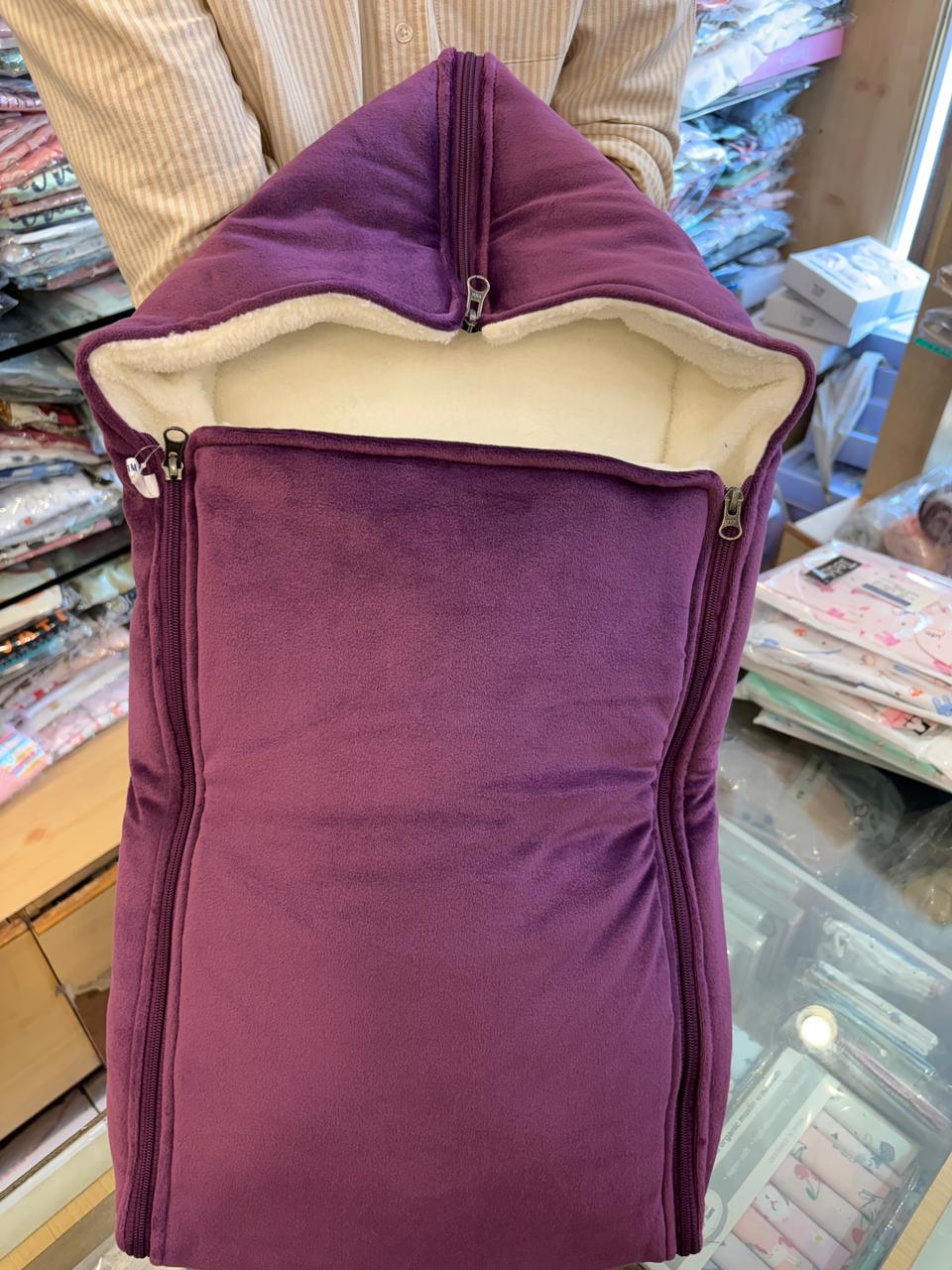Warm hugs full fur side zip sleeping bag (wine)