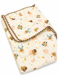 Baby 8 layer breathable muslin blanket( teddy bears & crescent moons)