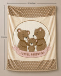 Hopop baby double ply warm blanket - brown (bear family)