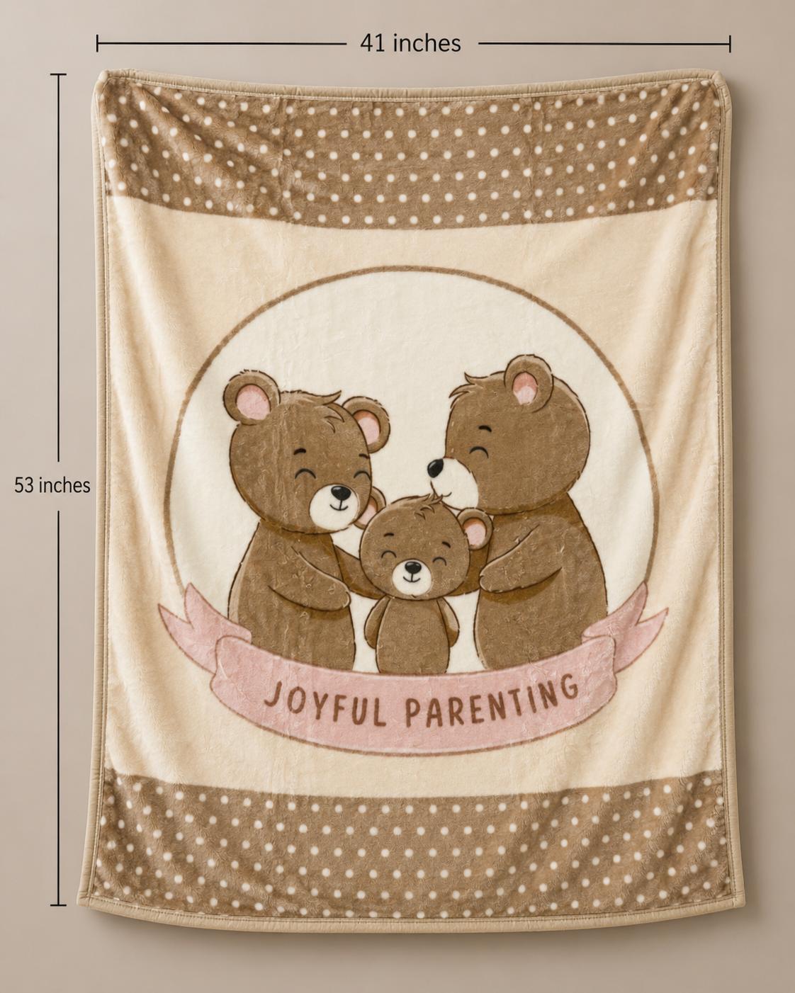 Hopop baby double ply warm blanket - brown (bear family)