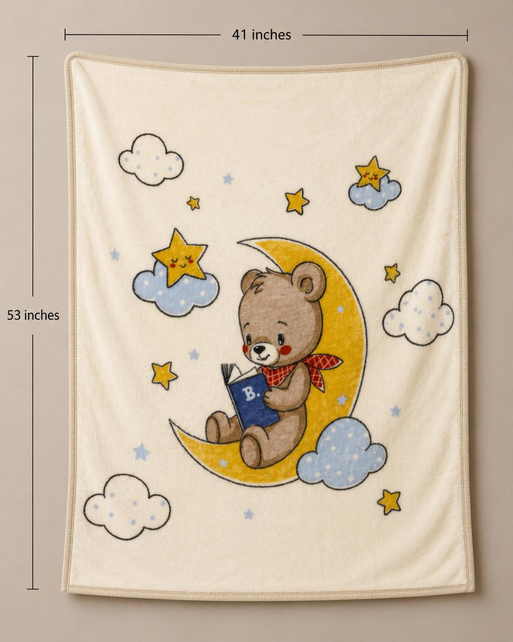 Hopop baby double ply warm blanket - cream (Moon teddy)