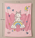 Hopop baby double ply warm blanket- pink (unicorn rainbow)