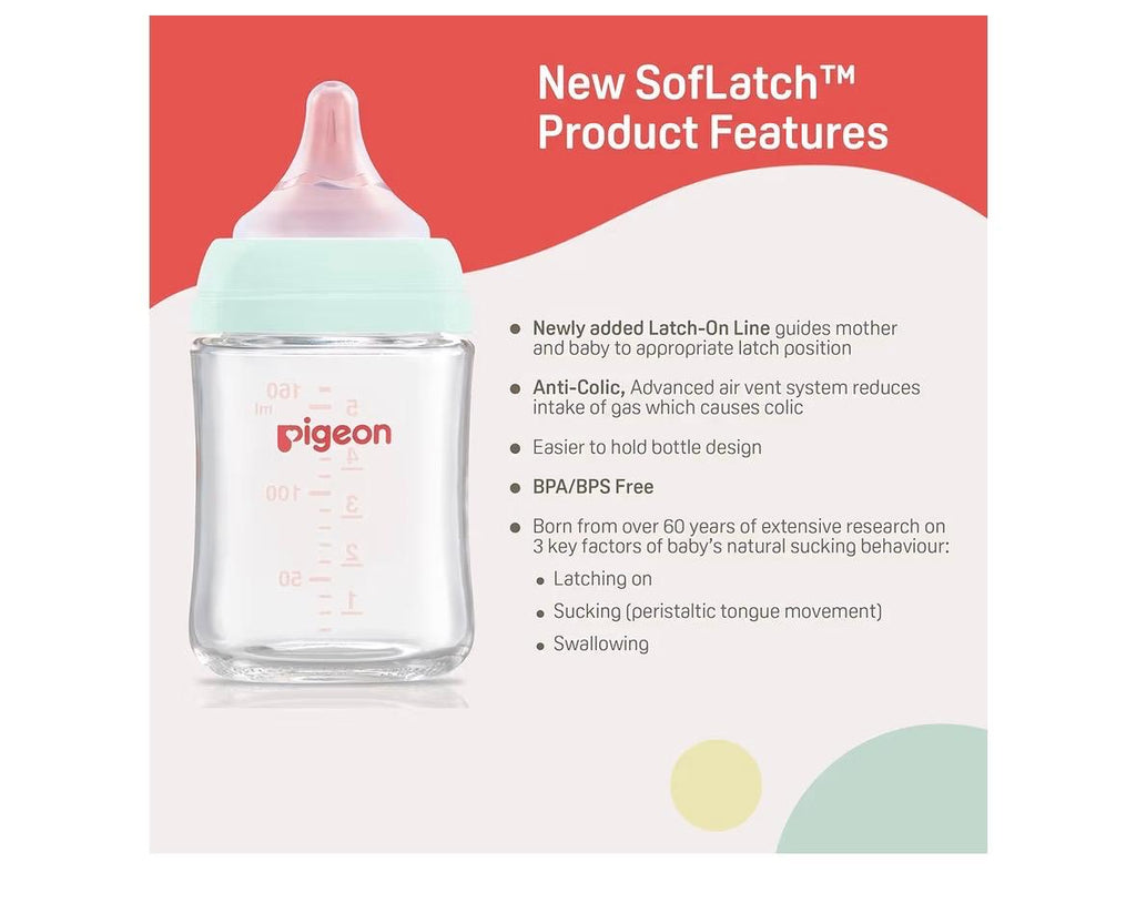 Pigeon glass feeding bottle for new born-wide neck-160ml