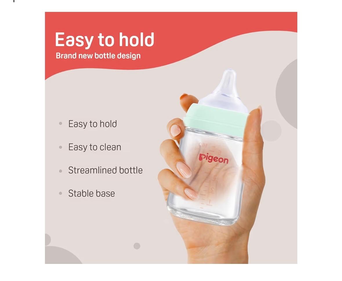 Pigeon glass feeding bottle for new born-wide neck-160ml