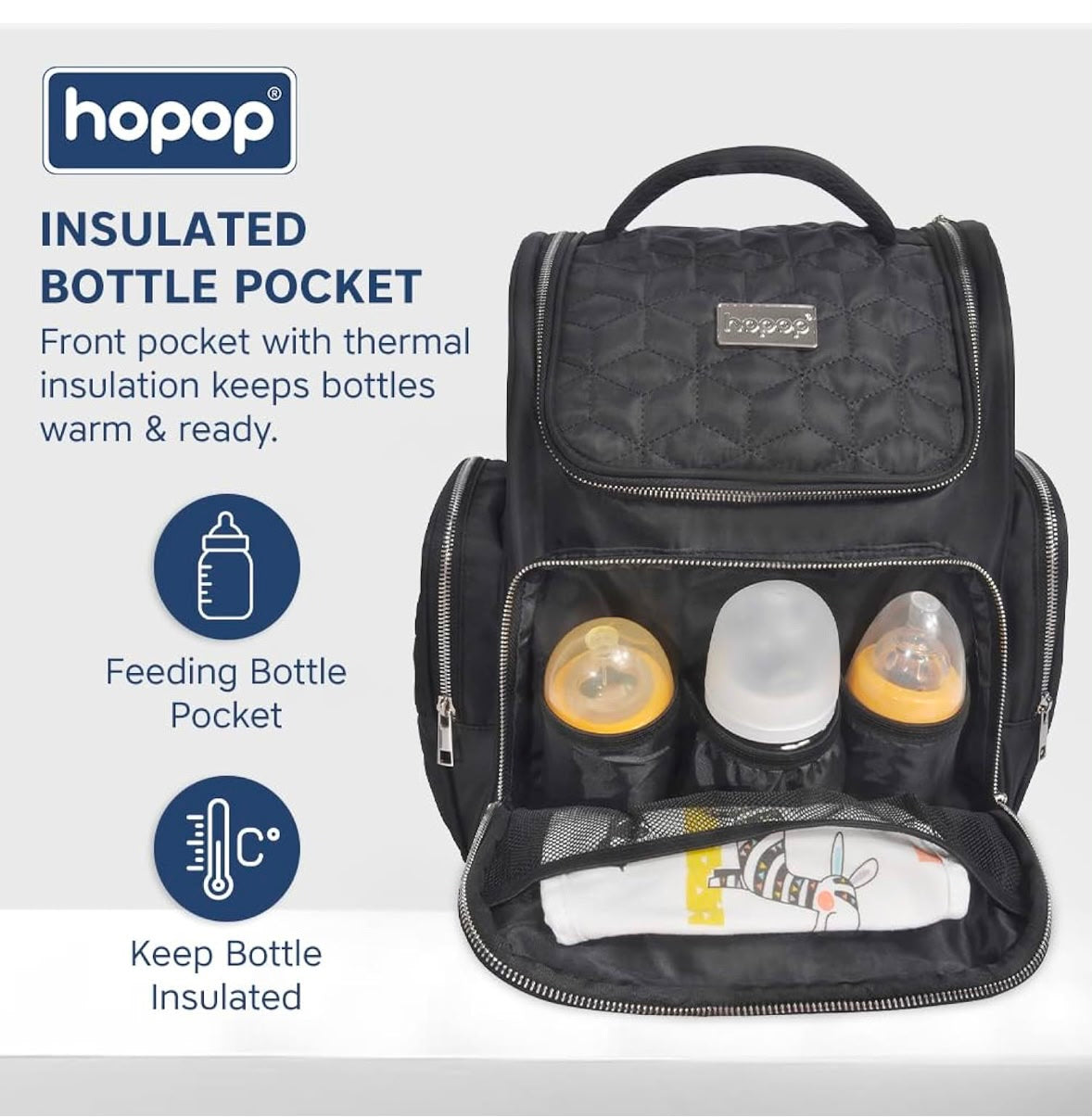 Hopop diaper bag for mothers - Multifunctional bag- large storage