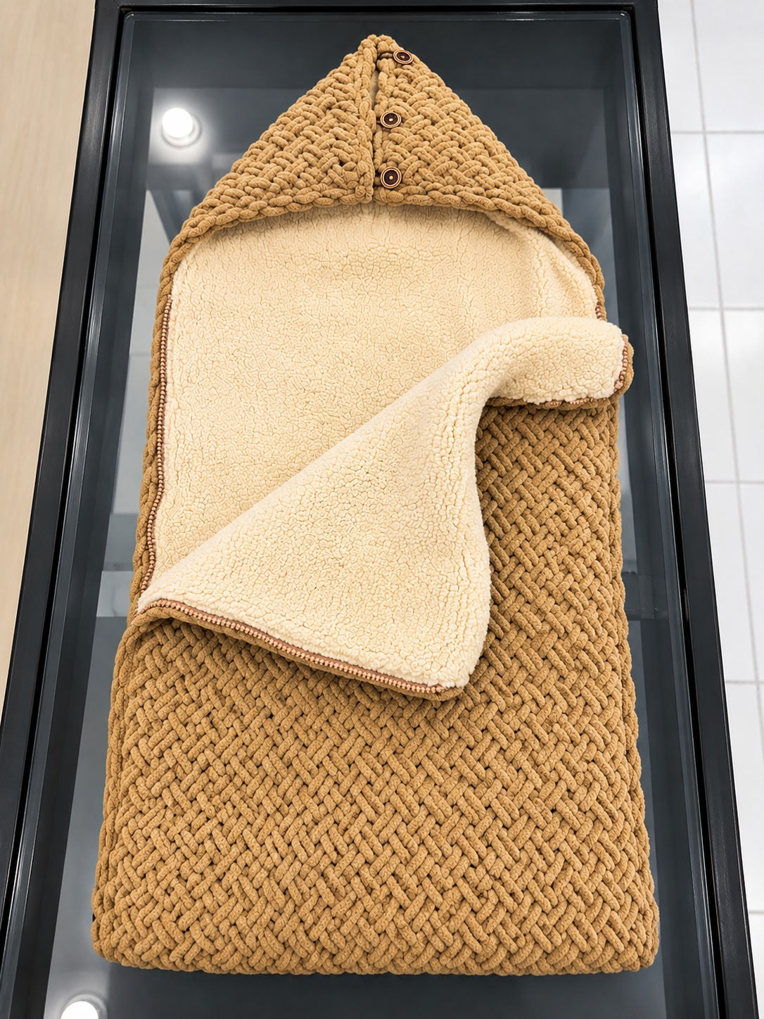 Yellow apple side zip fur sleeping bag