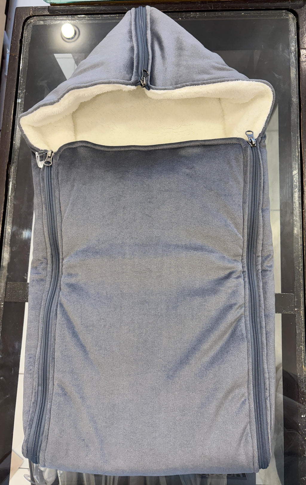 Warm hugs full fur side zip sleeping bag (grey)