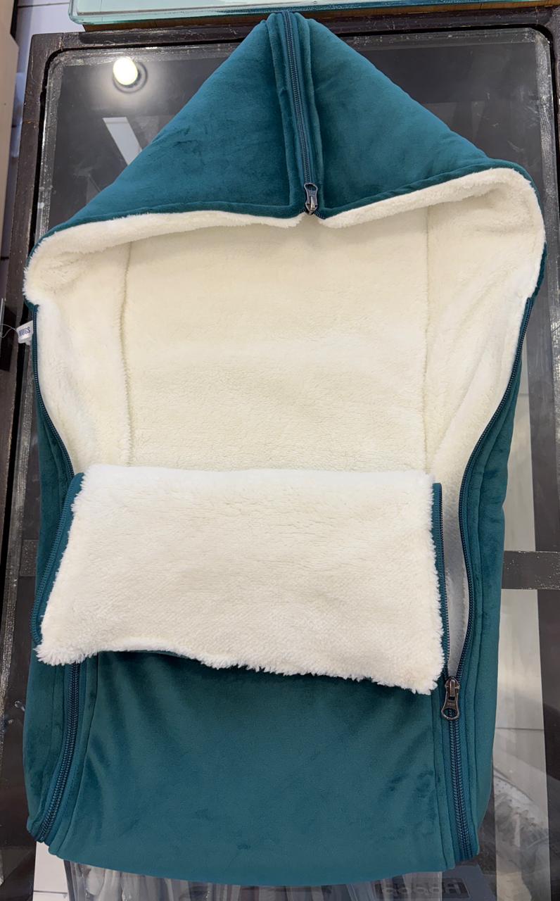 Warm hugs full fur side zip sleeping bag (Green)