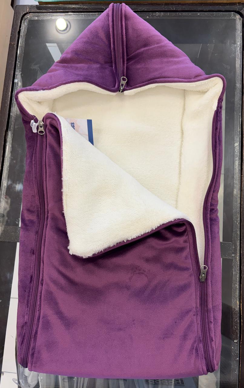 Warm hugs full fur side zip sleeping bag (wine)