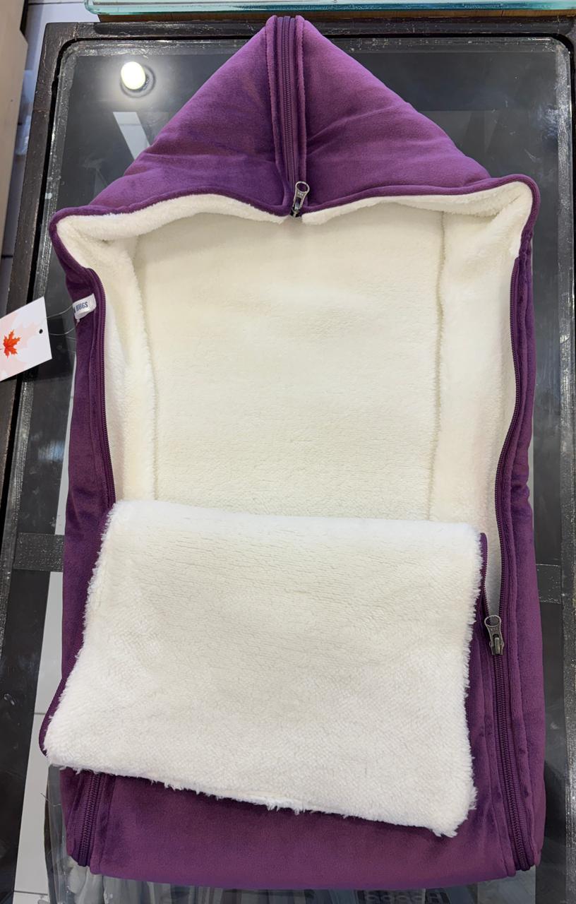 Warm hugs full fur side zip sleeping bag (wine)
