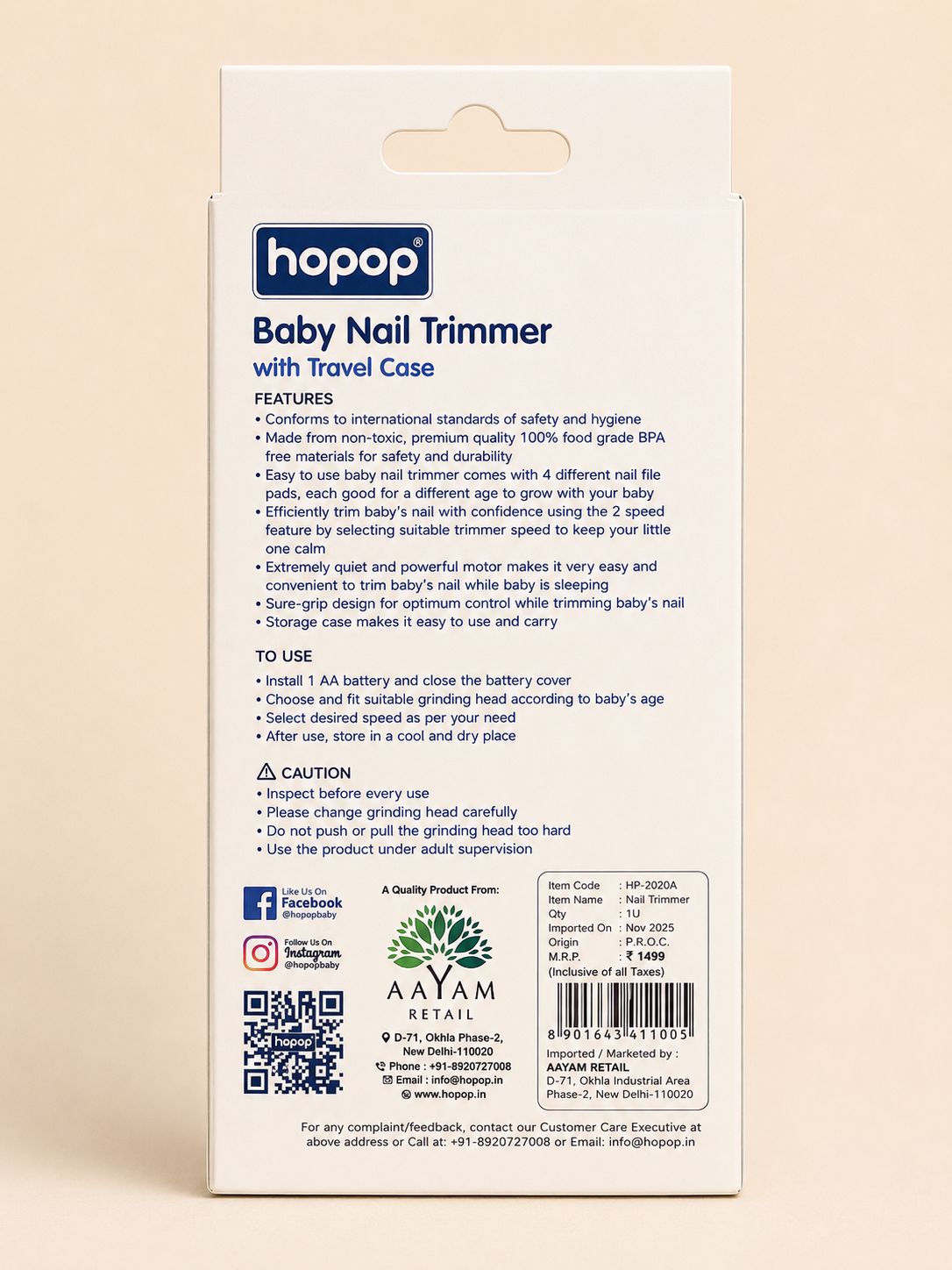 Hopop baby nail trimmer with travel case
