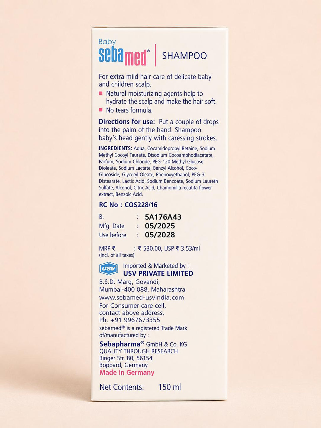 Sebamed baby shampoo for delicate scalp- no tears formula