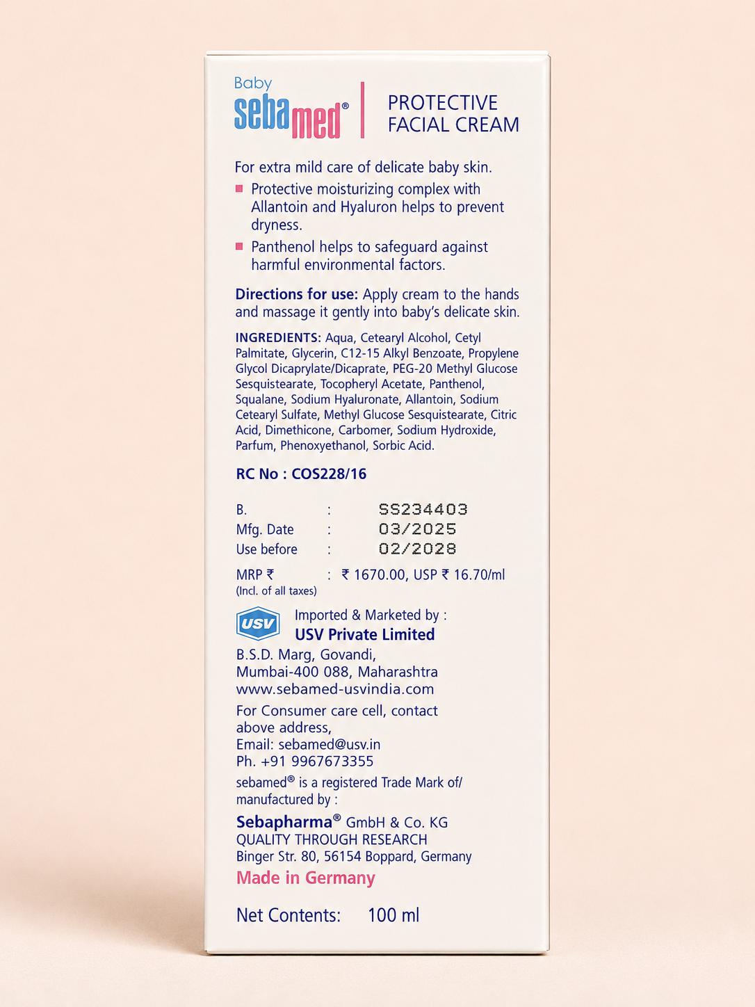 Sebamed protective facial cream for delicate facial skin