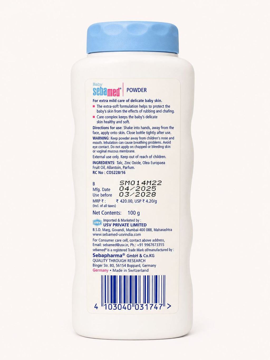 sebamed baby talc for delicate skin - 100g