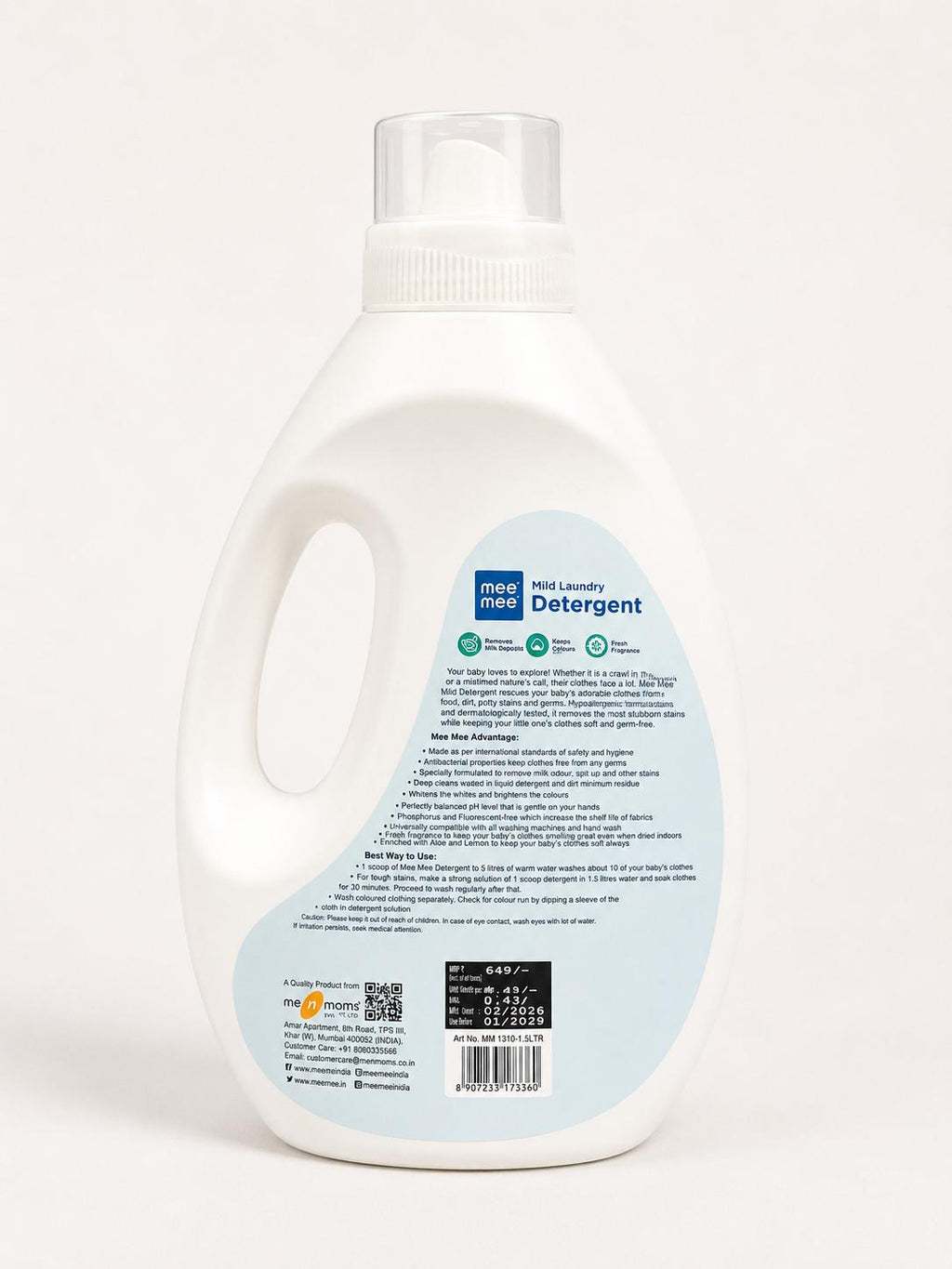 Mee Mee Mild laundry detergent - 1.5ltr - fights stains