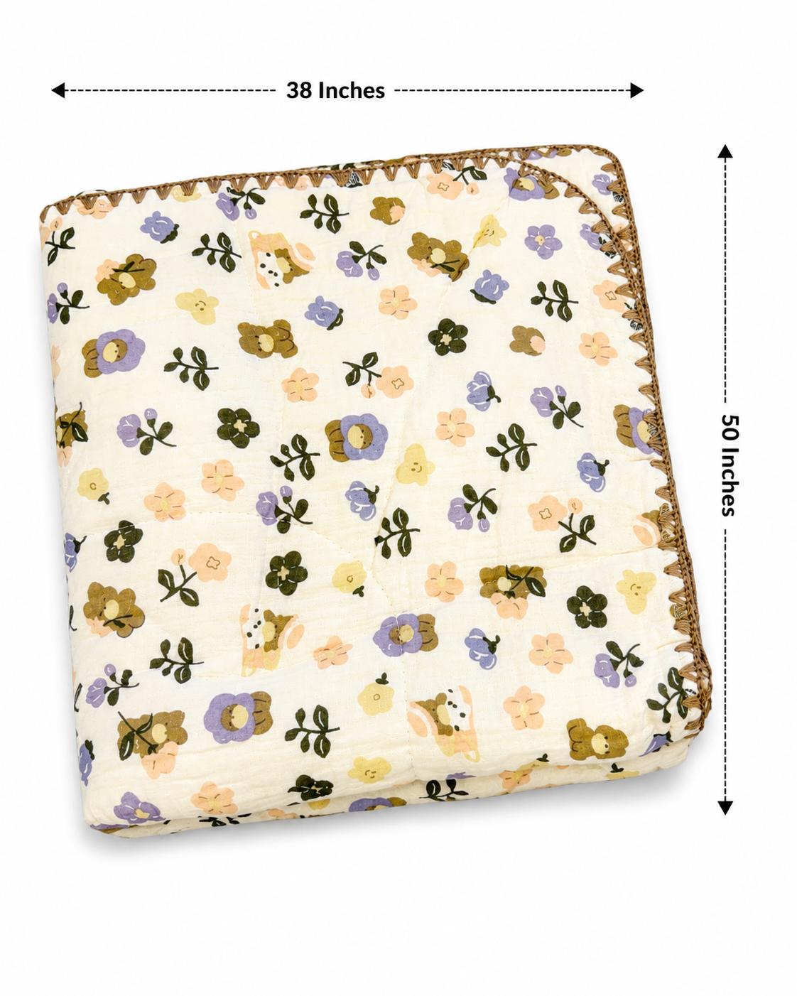 Baby 8 layer breathable muslin blanket (floral)