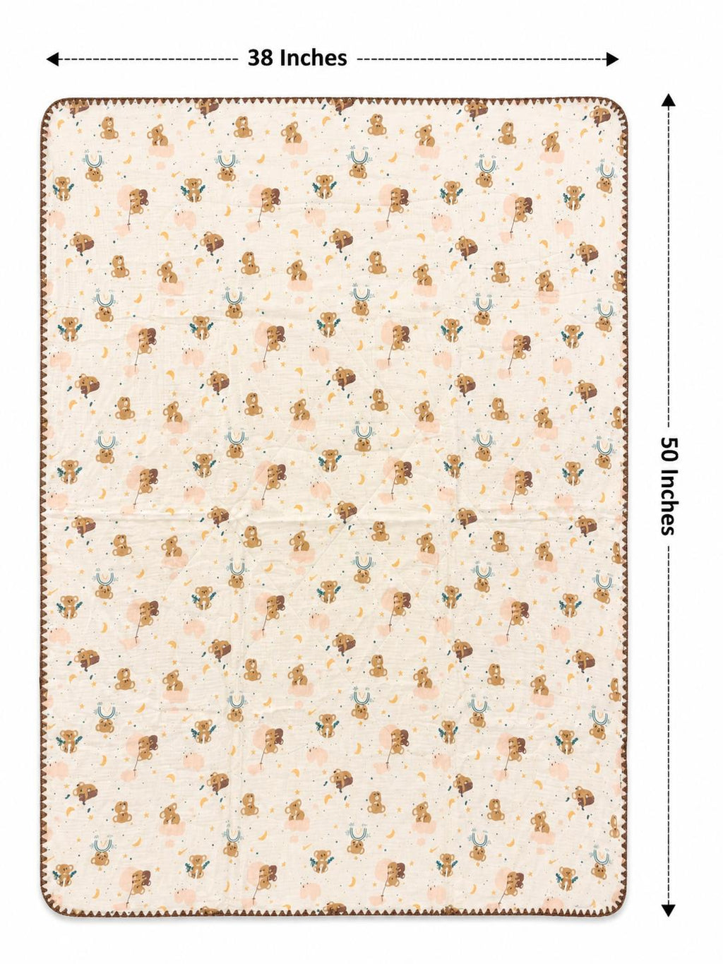 Baby 8 layer breathable muslin blanket( teddy bears & crescent moons)
