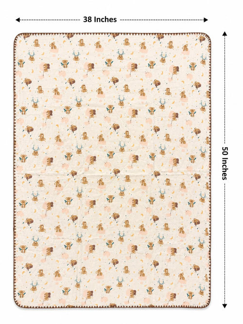 Baby 8 layer breathable muslin blanket( teddy bears & crescent moons)