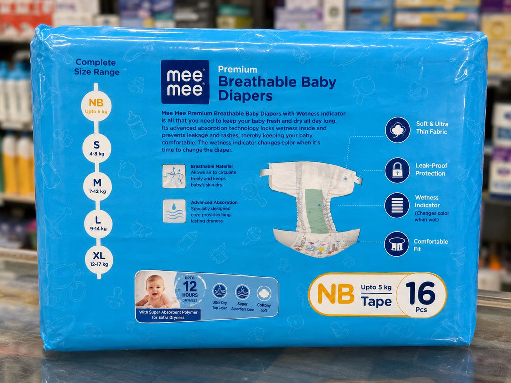 Mee Mee breathable baby diapers - NB (tape)