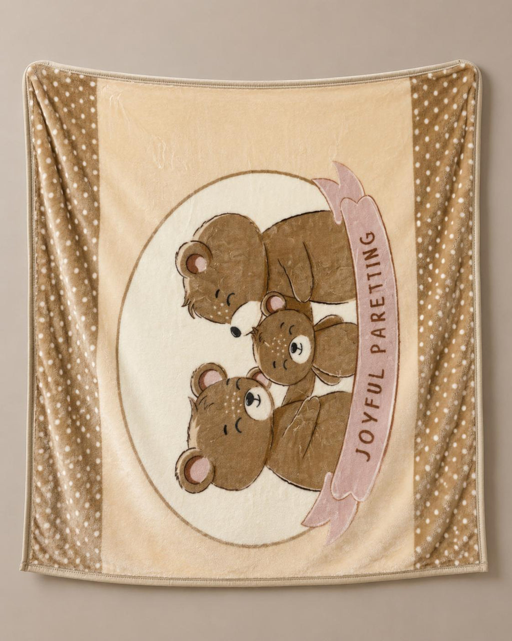 Hopop baby double ply warm blanket - brown (bear family)