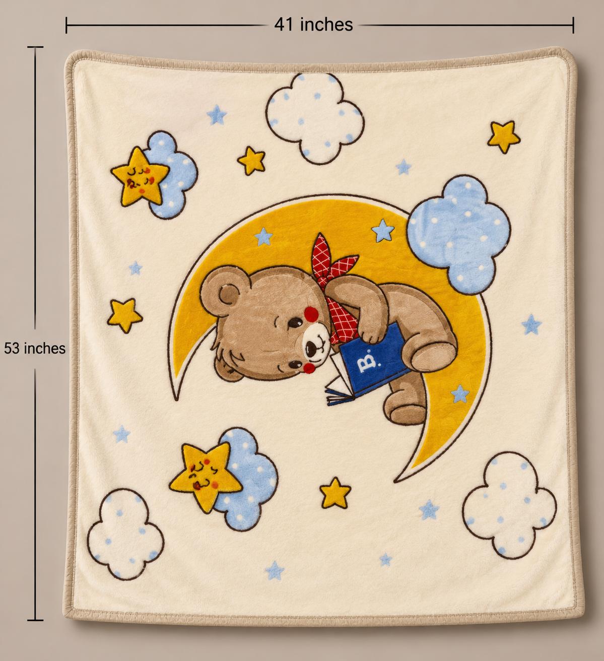 Hopop baby double ply warm blanket - cream (Moon teddy)