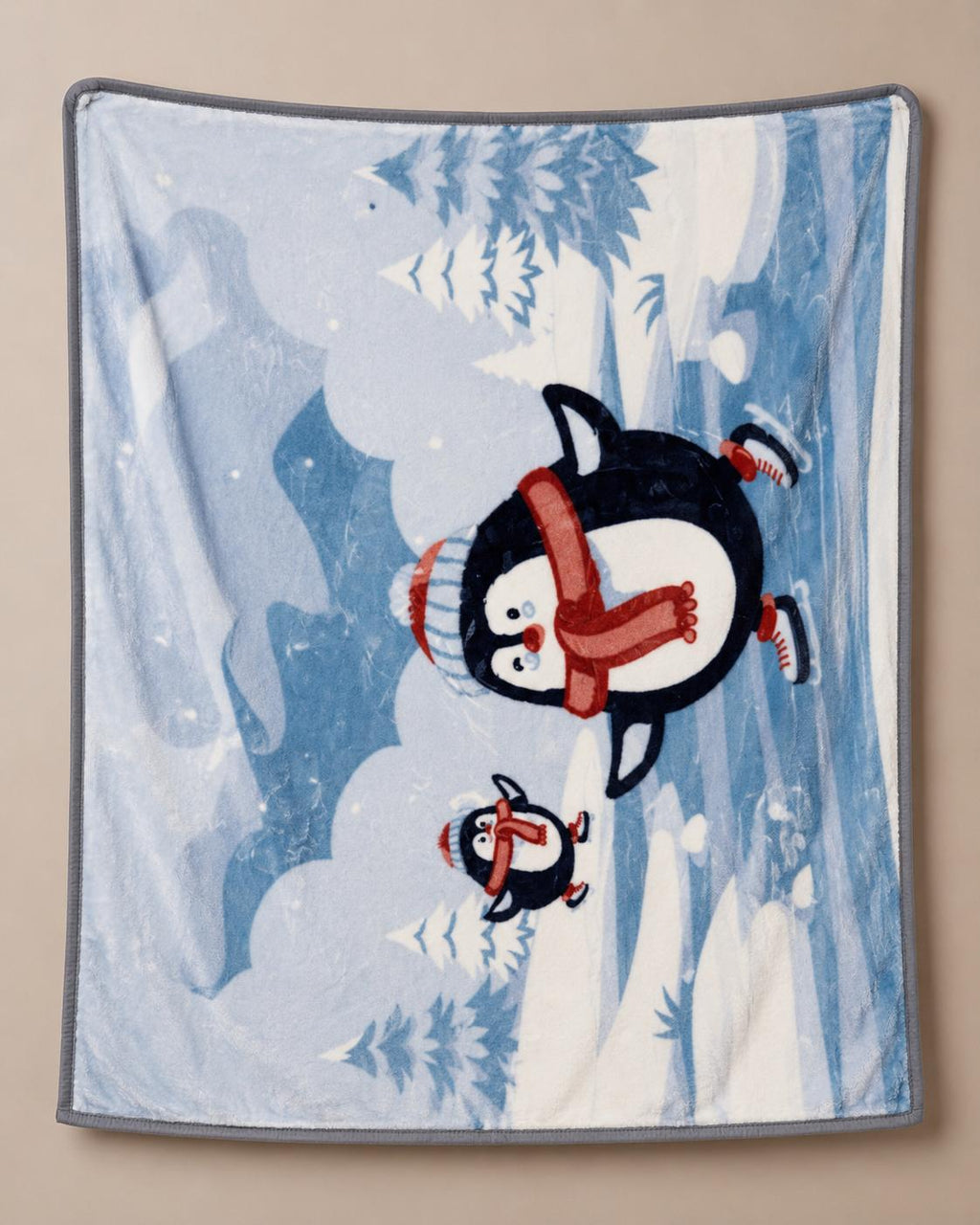 hopop baby double ply warm blanket - blue (skating penguin)