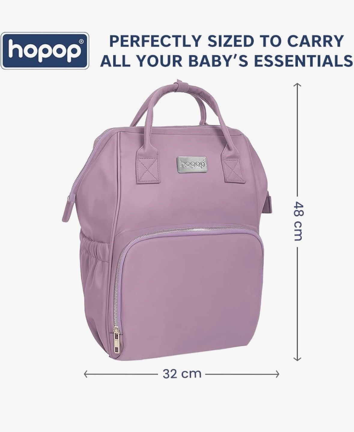 Hopop diaper bag for mothers - Multifunctional bag- large storage (lavendar)