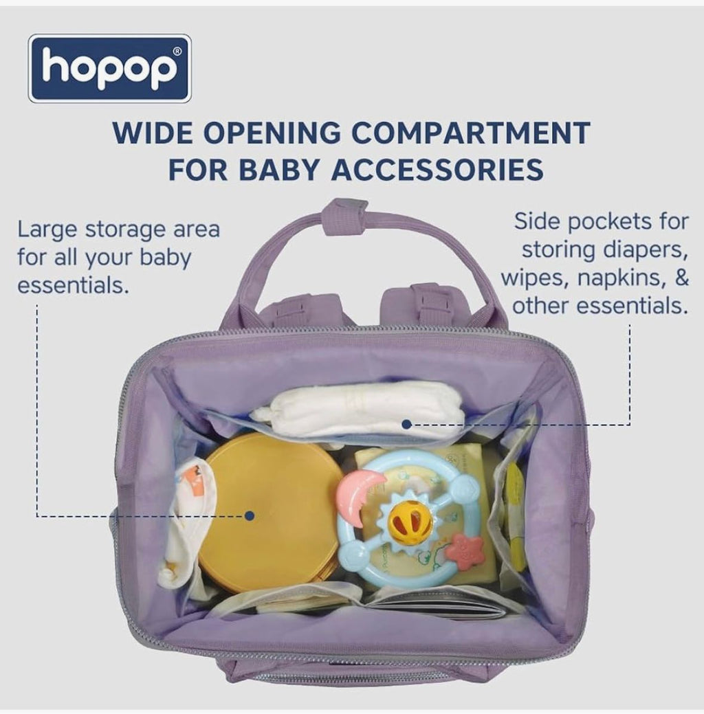 Hopop diaper bag for mothers - Multifunctional bag- large storage (lavendar)